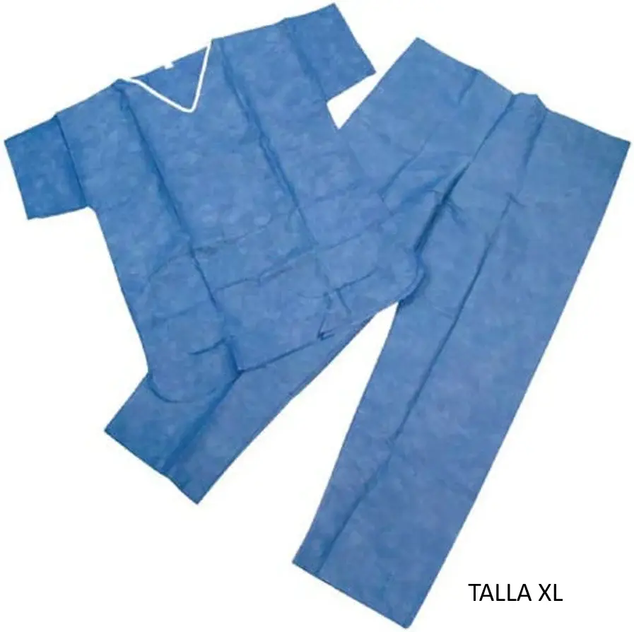 Pijama Desechable. Azul Turbio: Pantalón + Camisa. Talla Extra grande