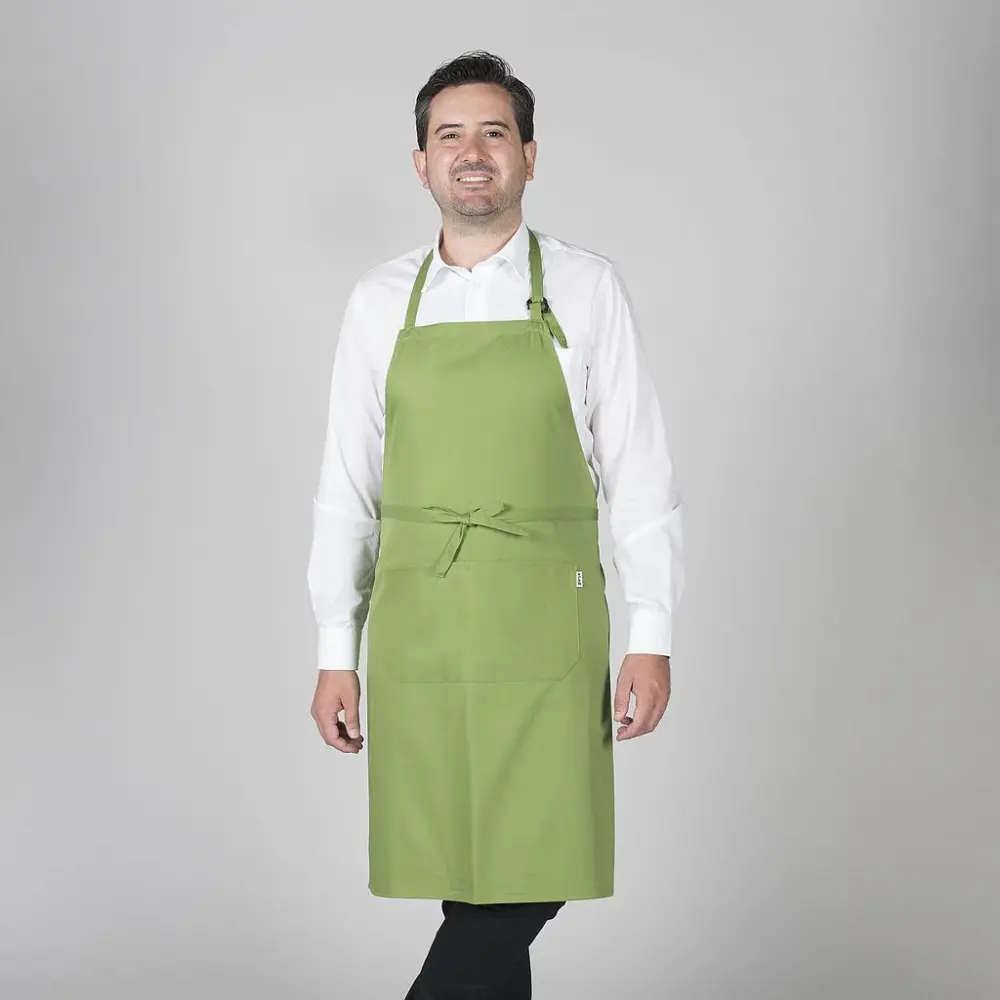 116BC0-121 - DELANTAL CON PETO Y BOLSILLO 90x75 CM SARGA VERDE OLIVA