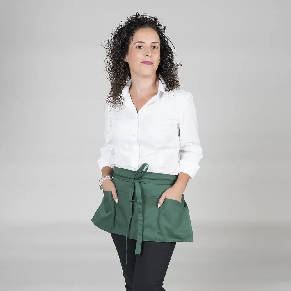 120000-118 - DELANTAL SIN PETO BREVE BOLSILLO 30X60 CM VERDE BOTELLA