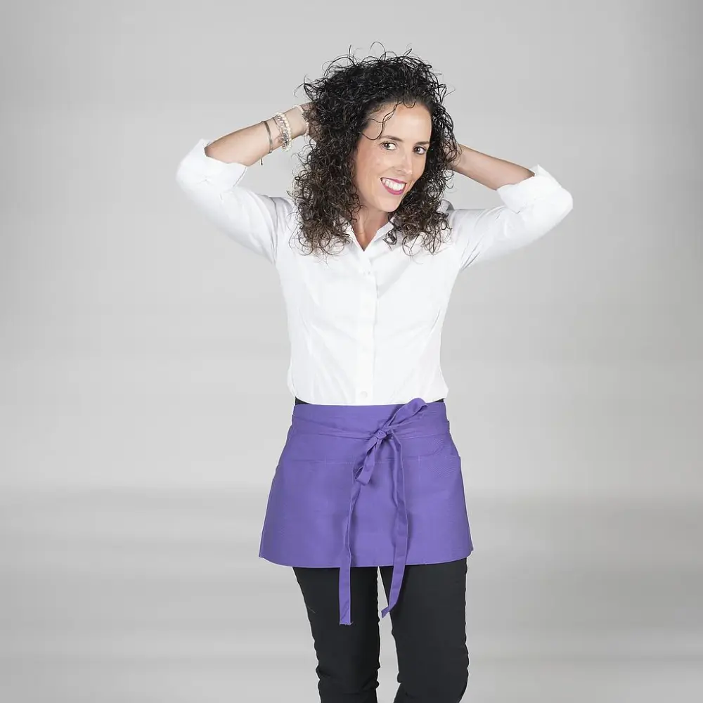 120600-609 - DELANTAL LIMITADO BOL. 30X60 CM SARGA POLIESTER MORADO