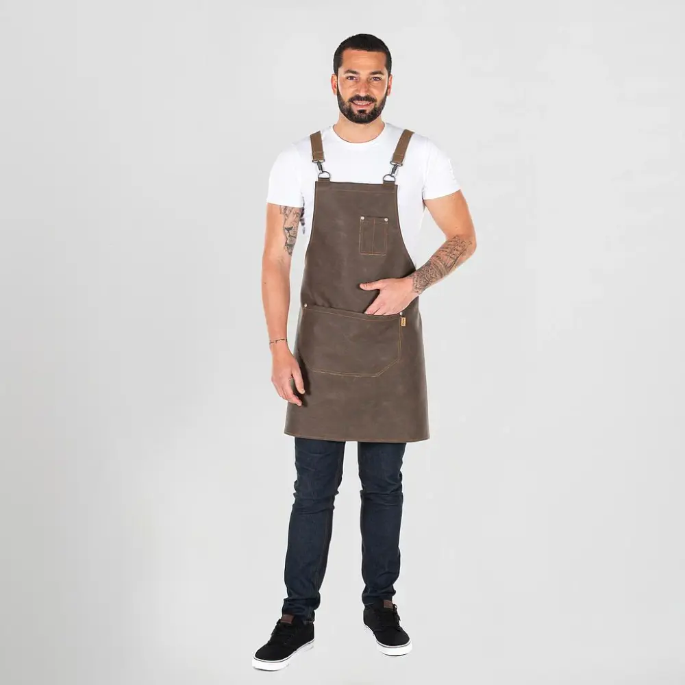 155400-124 - DELANTAL CON PETO MONTE 74X67 CM MARRÓN