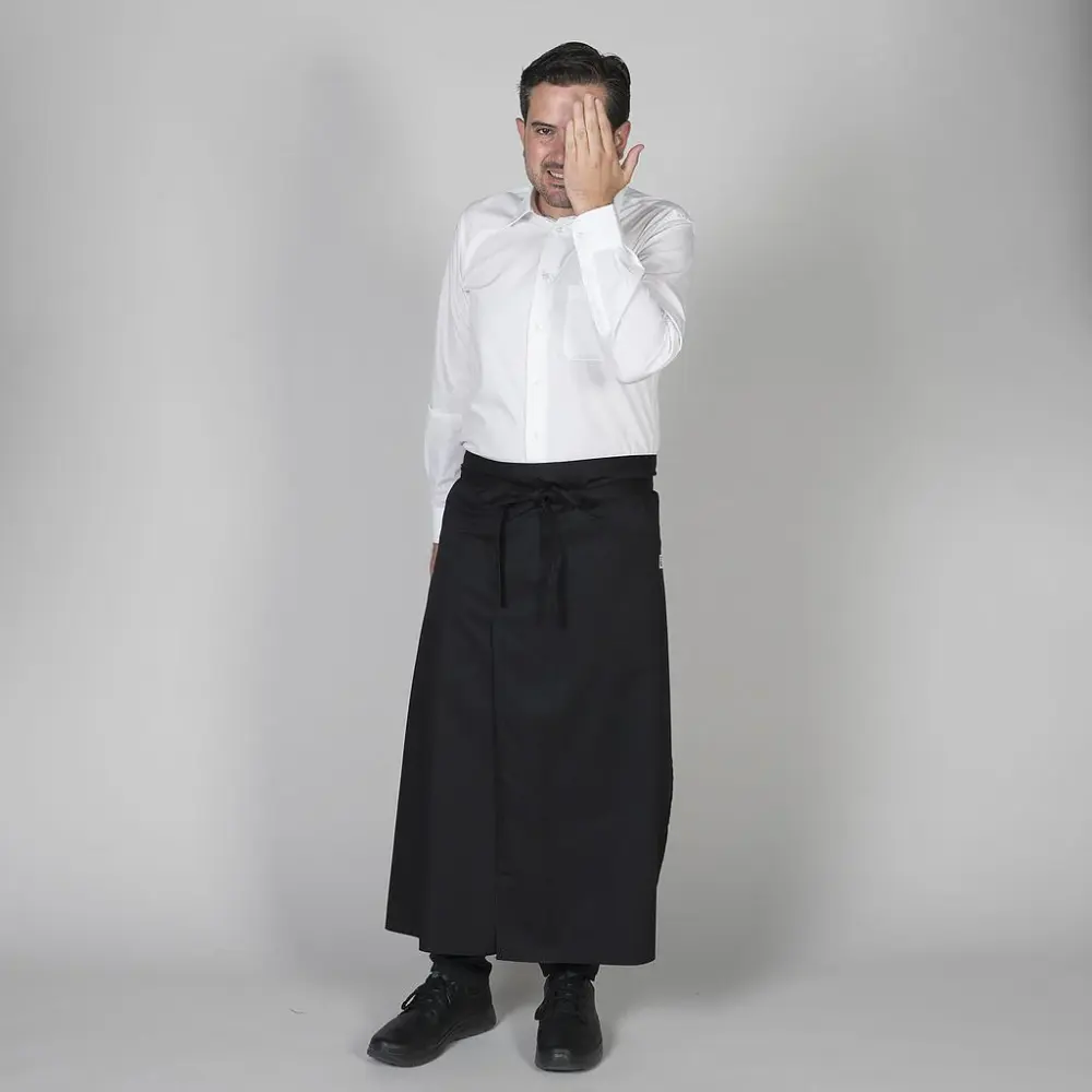 191200-001 - DELANTAL FRANCES ABIERTO SARGA POLIESTER 90X110 CM NEGRO