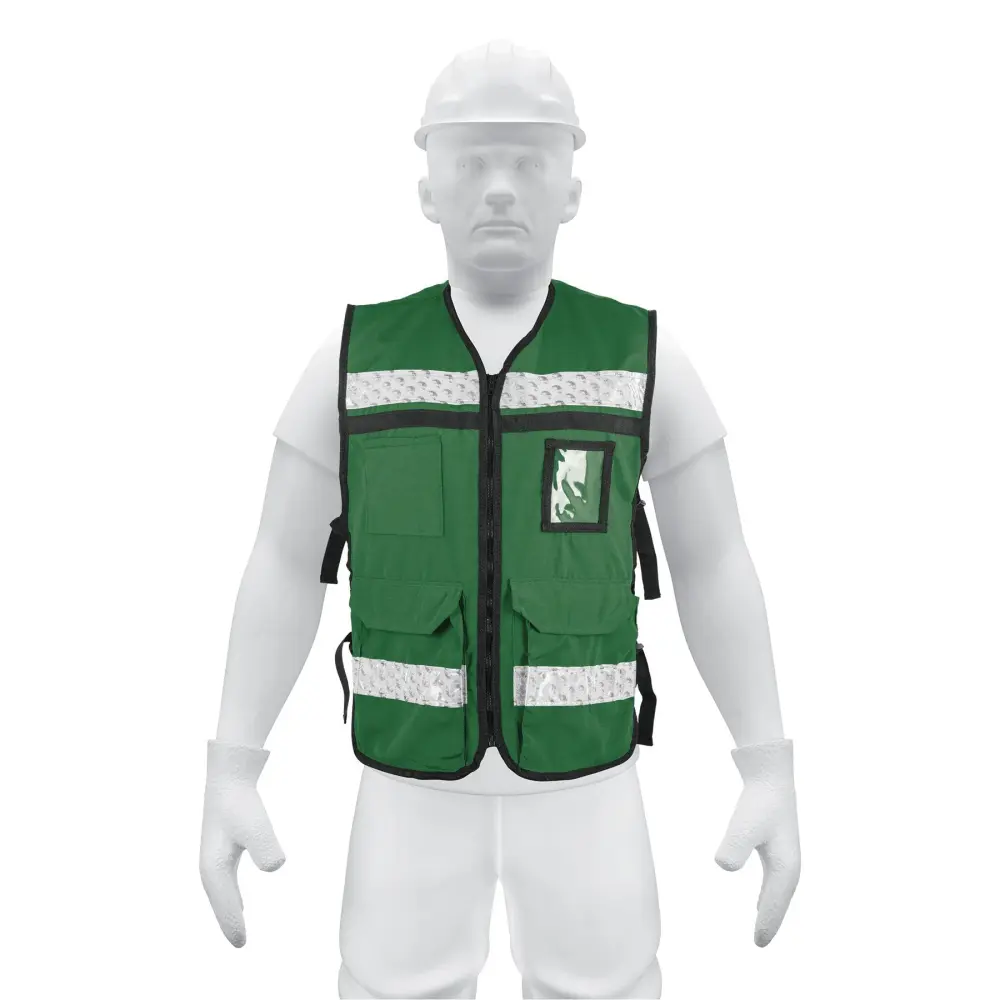 Chaleco brigadista con cintas reflejantes, color verde