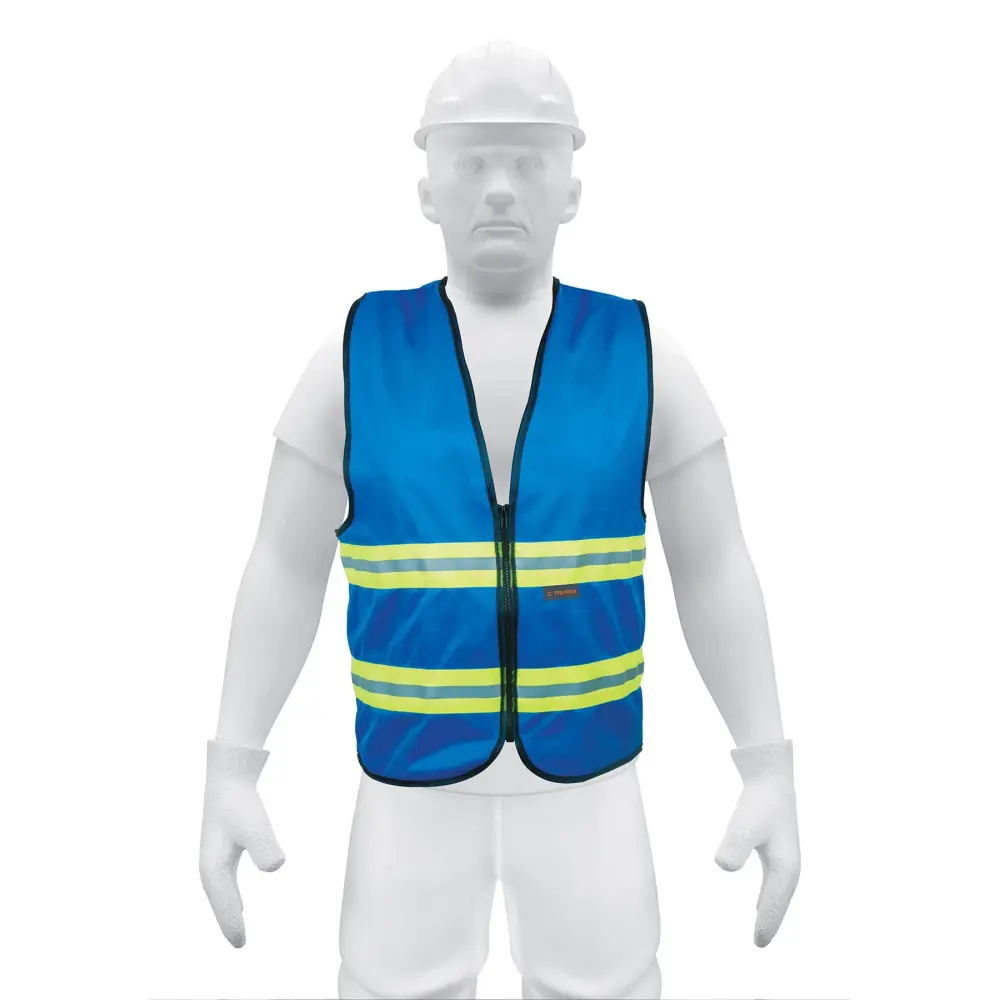 CHALECO DE SEGURIDAD CON CIERRE, AZUL