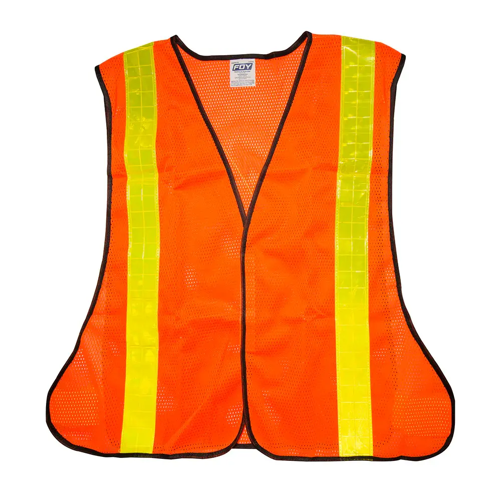 Chaleco de seguridad de malla de poliéster con cintas reflejantes prismáticas naranja unit Foy