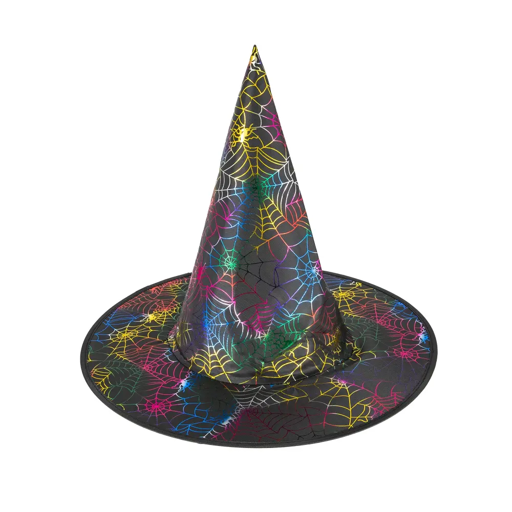 Sombrero de bruja Telarañas de colores 38x32cm
