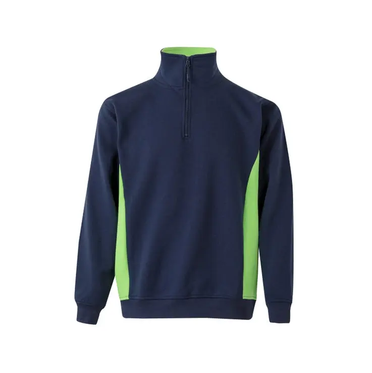 Sudadera bicolor cremallera m azul navy/verde lima