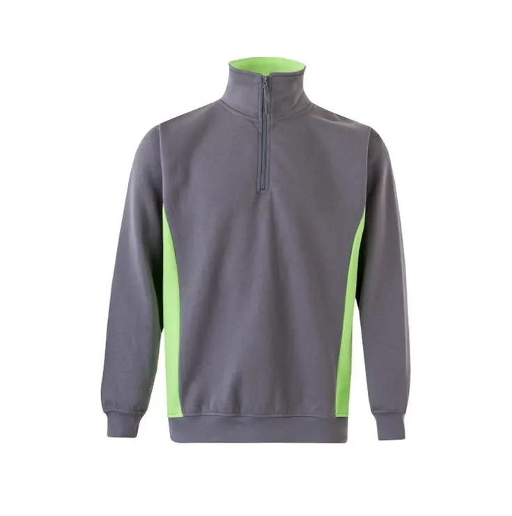 Sudadera bicolor cremallera xl gris/verde lima