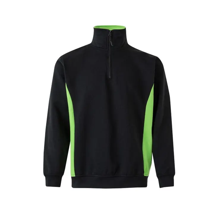 Sudadera bicolor cremallera xs negro/verde lima