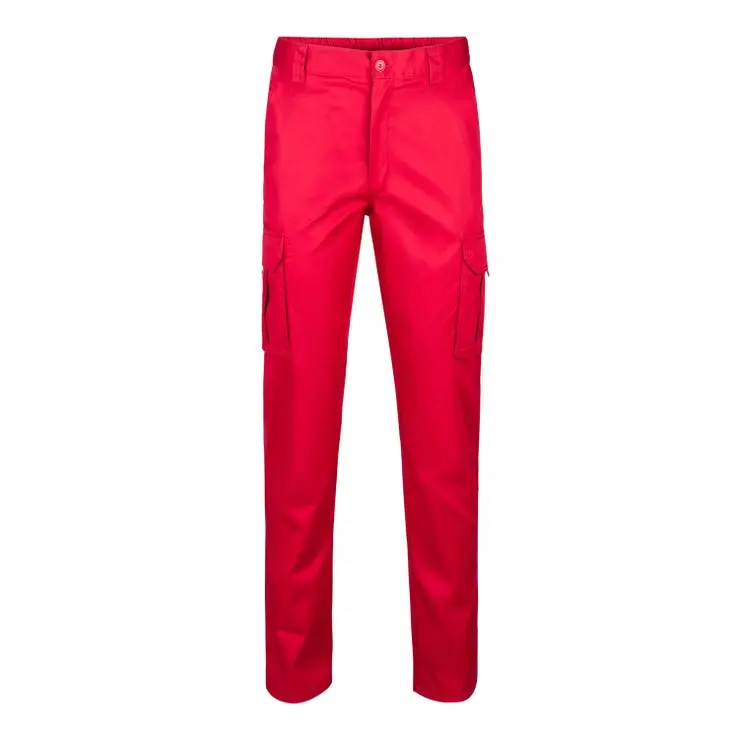 Pantalon multibolsillos velilla color rojo 42