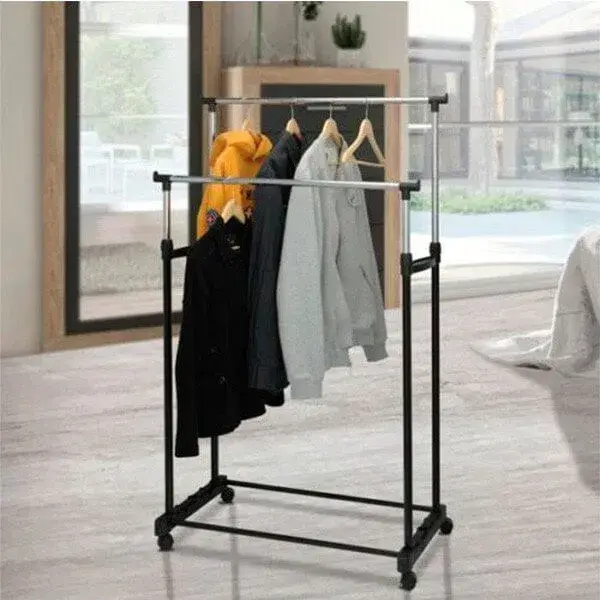 Perchero doble barra regulable X61600029 con ruedas para Mediciones en Interiores