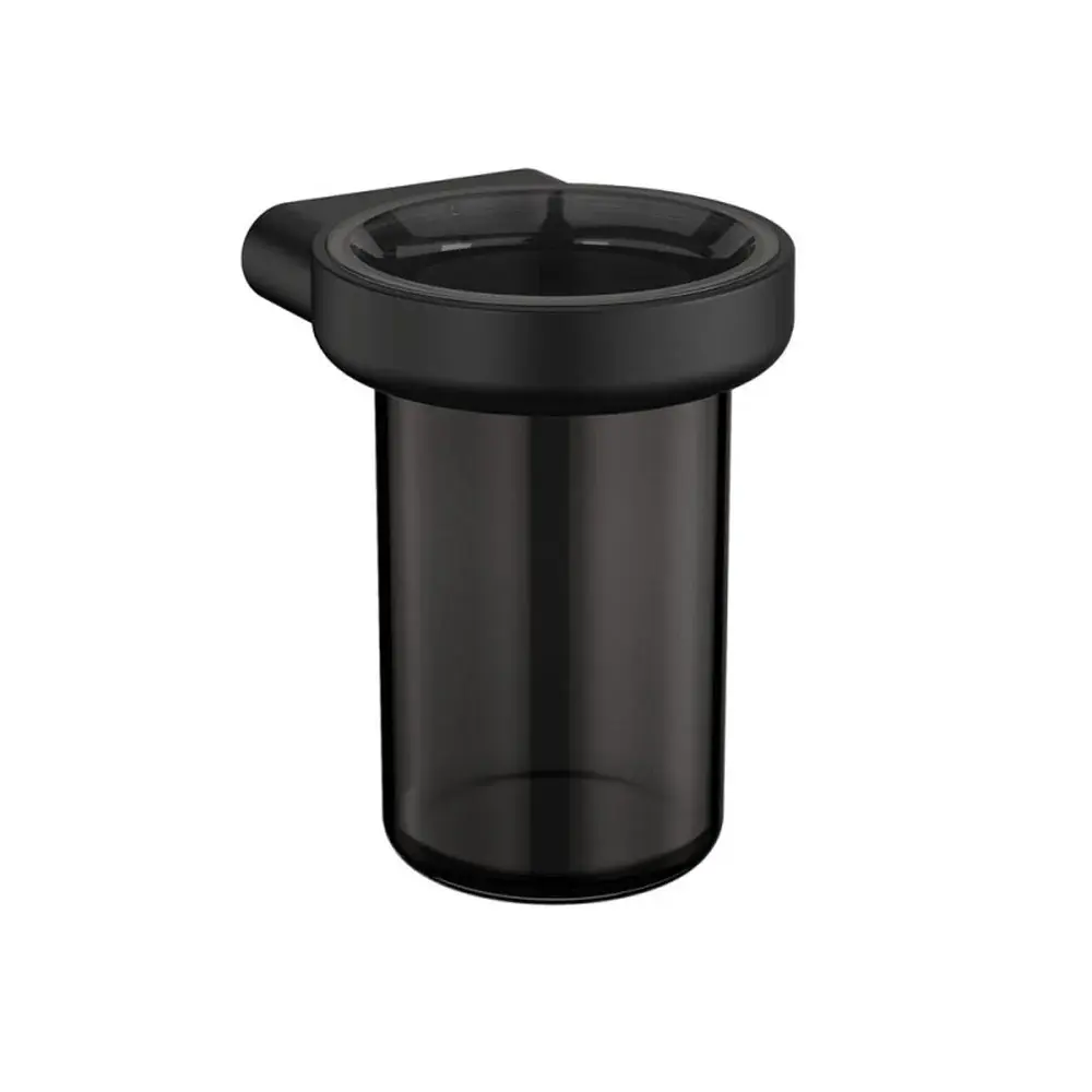 Porta spazzolino con supporto ottone verniciato della collezione 'Architect s+' Cosmic - Nero satinato