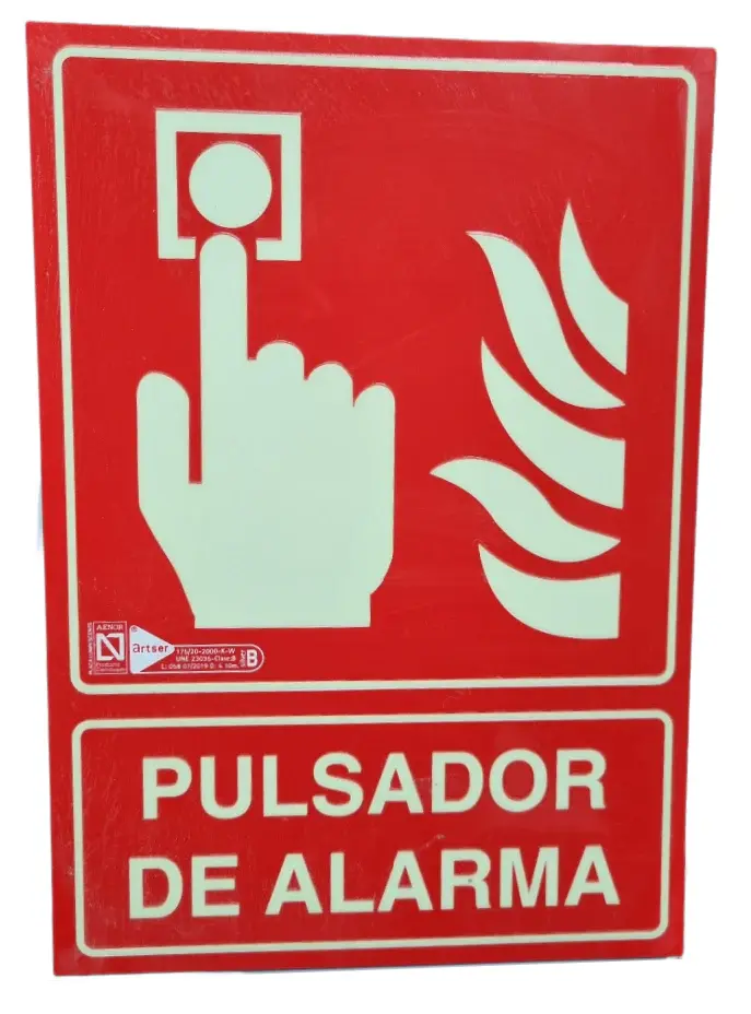 Cartel Contra Incendio - Pulsador De Alarma - 21cm X 30cm para Uso Industrial
