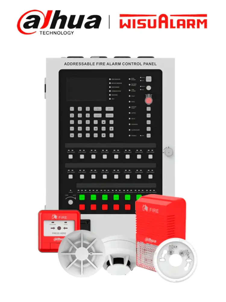 DAHUA WISUALARM HY-1022 PAQUETE - Paquete para certificación de incendio, Sistema direccionable, Abarca: DHI-HY-1301, DHI...
