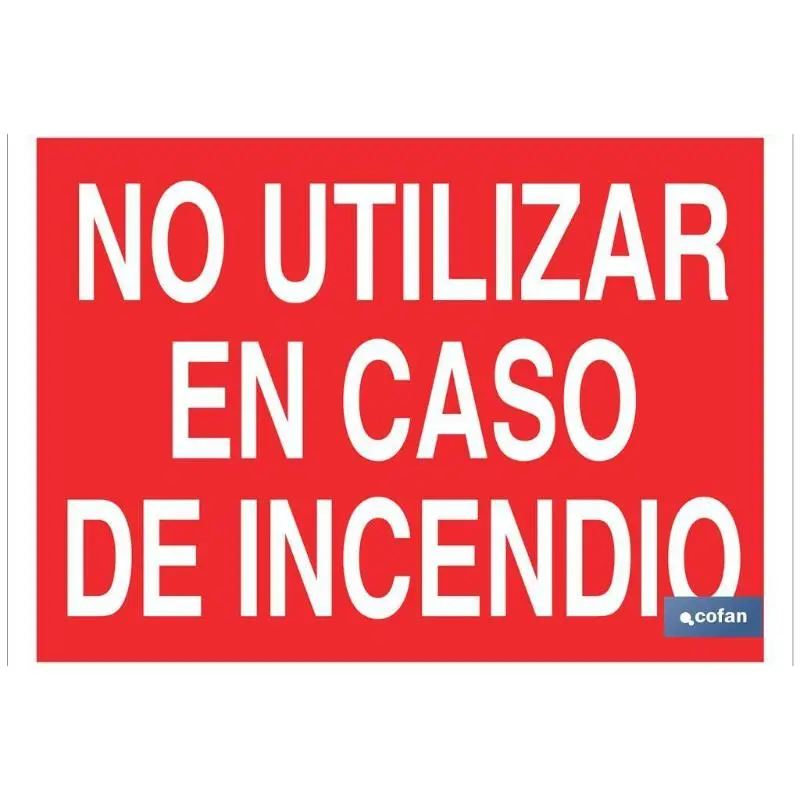 Señal luminiscente 297x210mm. No aplicar en caso de incendio