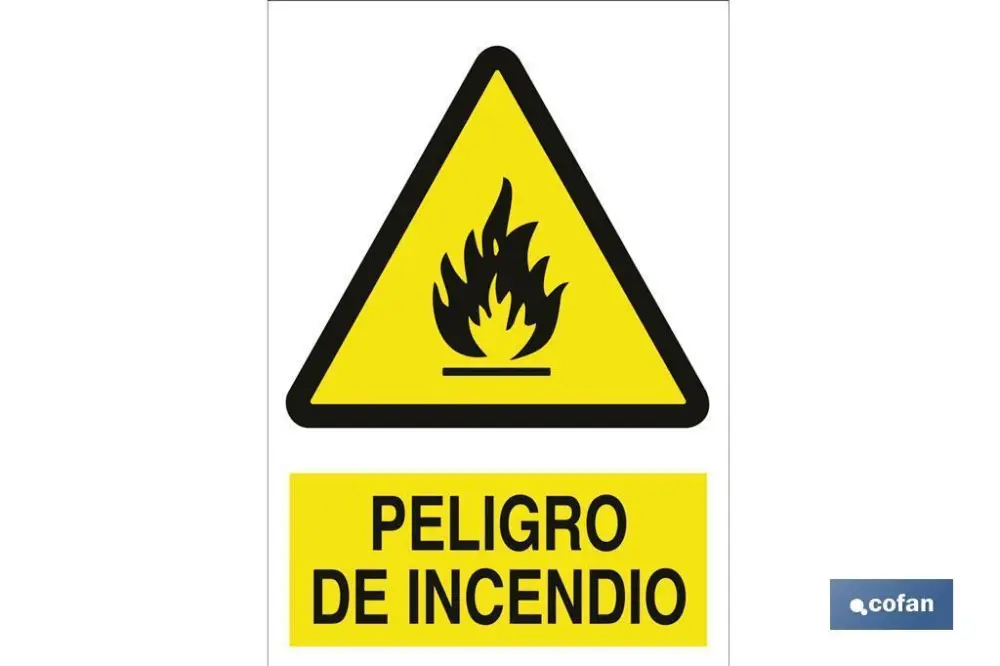 Señal poliestireno 210x148 mm. Peligro de incendio