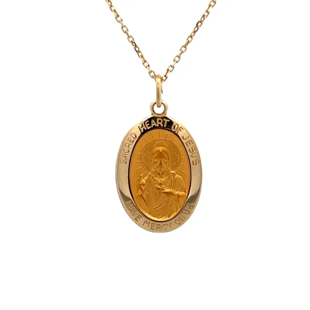 14KY SACRED HEART JESUS OVAL MEDAL