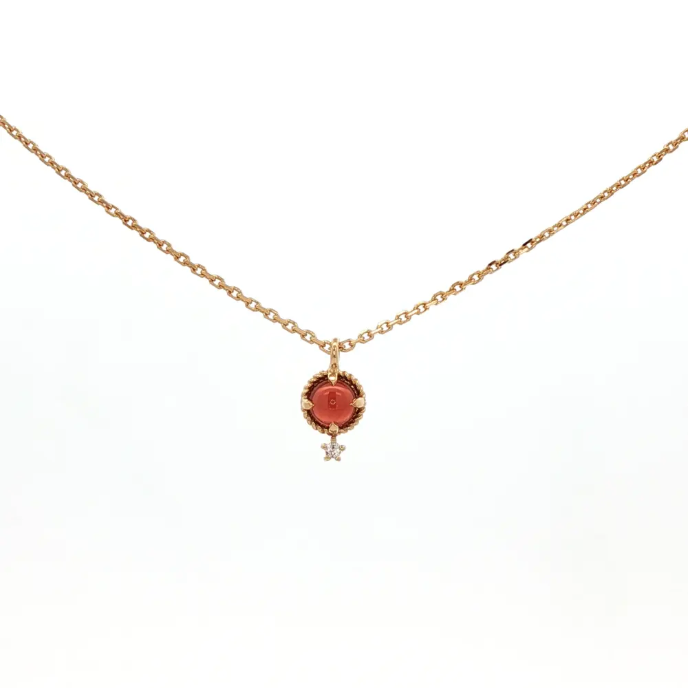 925YG MINI DOME GARNET AND TOPAZ WHITE NECKLACE