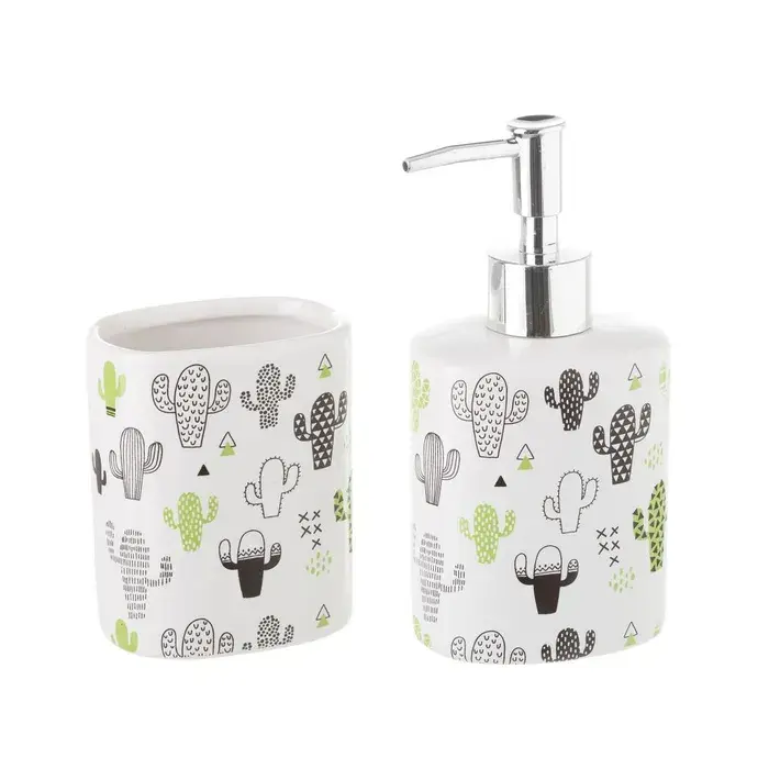 Antivandálico Set baño cactus cerámica 8 x 6 x 16 cm