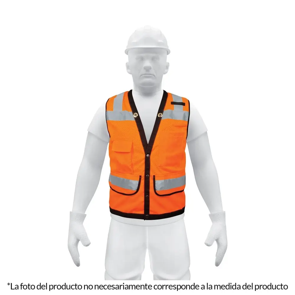 Chaleco de seguridad reforzado, con bolsas, naranja, mediano con Certificación CE