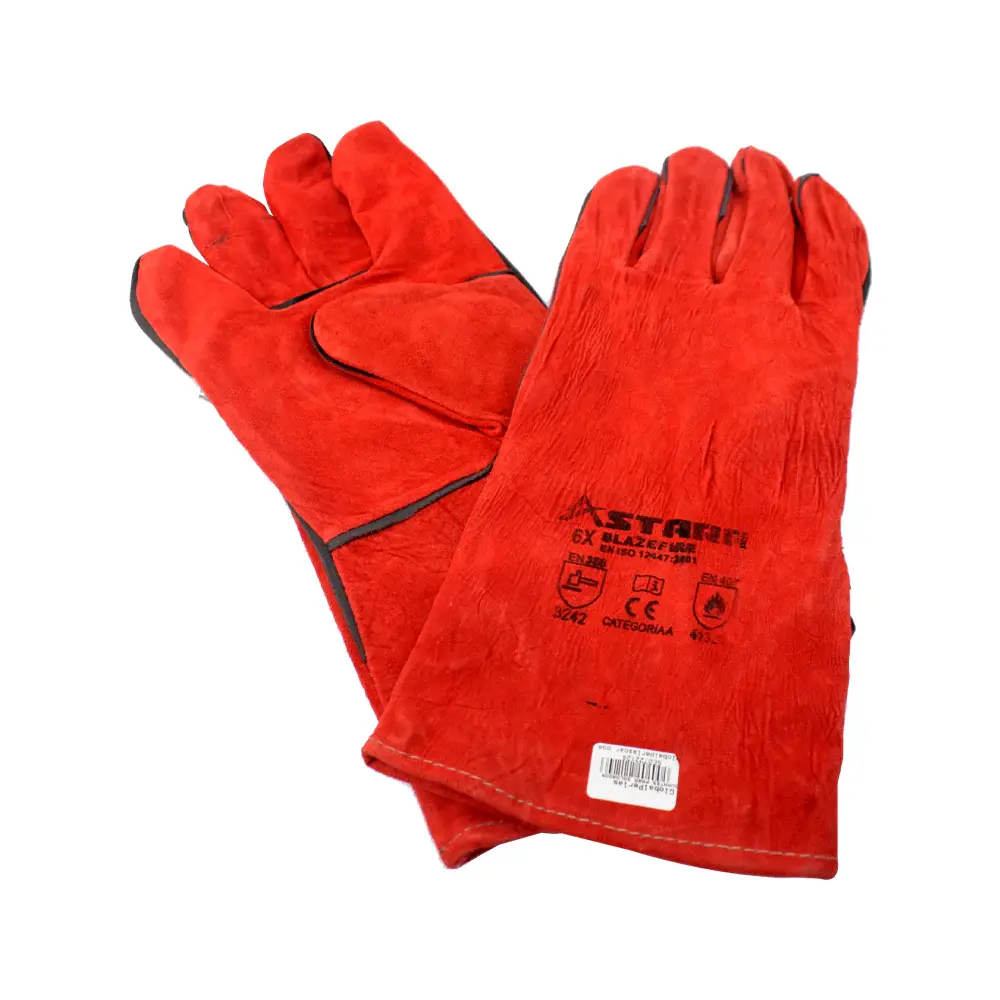 Guantes Para Soldador Rojo 14" Astara para Uso Exterior
