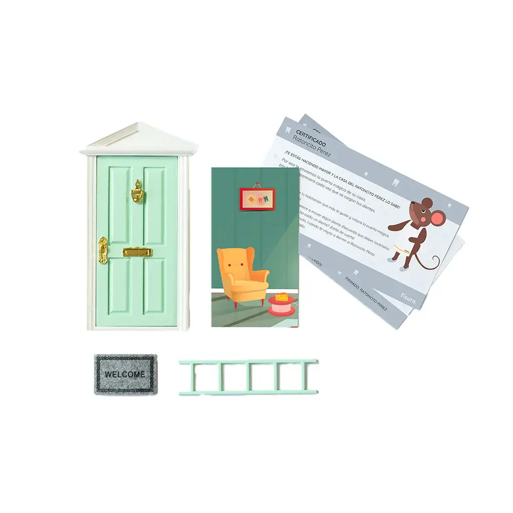 Puerta Ratoncito Pérez verde menta para Hogar Inteligente