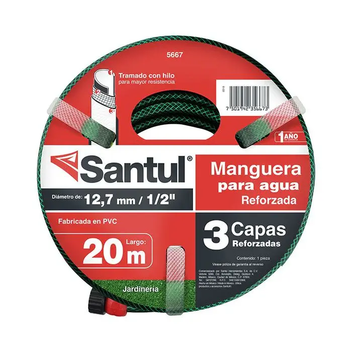 Resistente al Agua Manguera Reforzada 3 Capas 20 m 1/2"