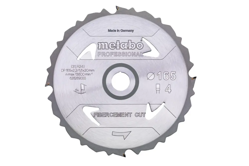 Metabo hoja de sierra fibercement cut - experto , 190x30 z4 dpd 5°