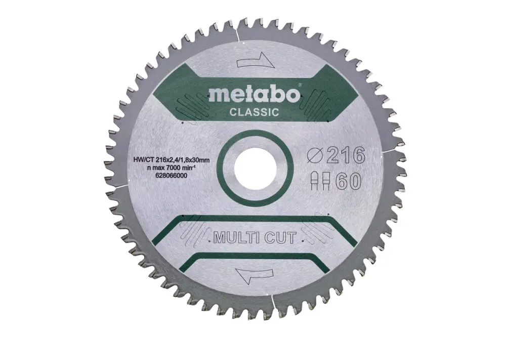 Metabo hoja de sierra multi cut - tradicional , 216x30 d60 dp/dt 5°neg /b