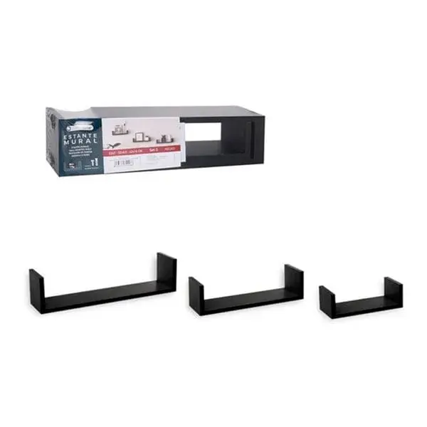 Pack 3 estantes mural Confortime negro para Estantes de Madera