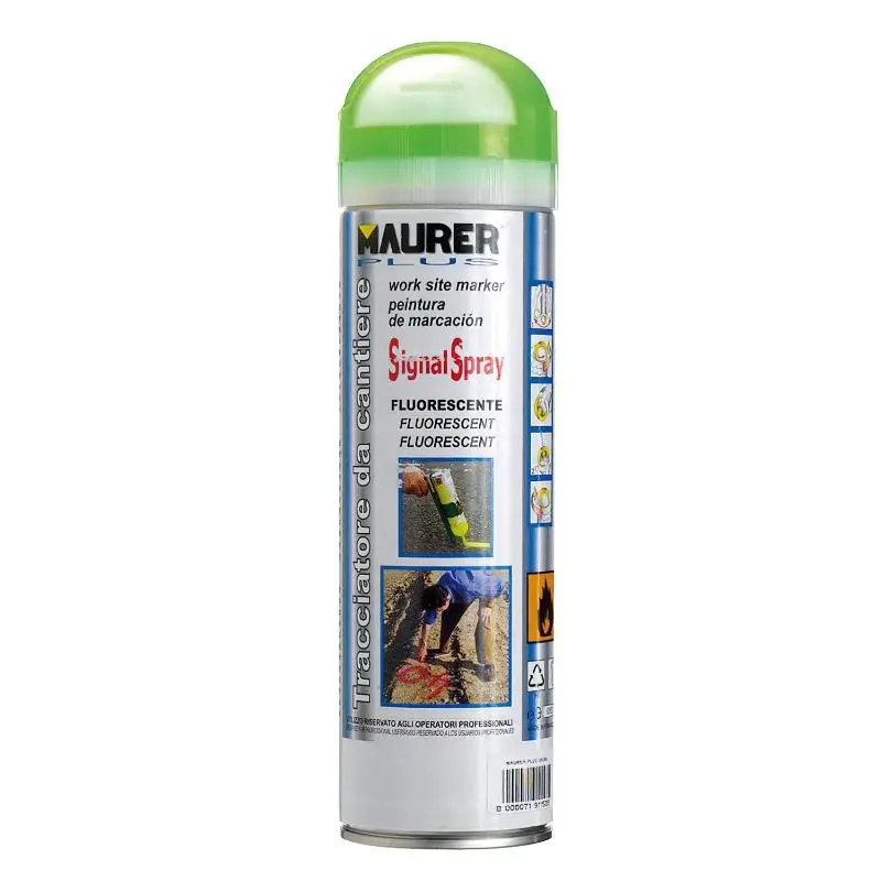 Spray pintura trazador verde fluorescente 500 ml. MAURER
