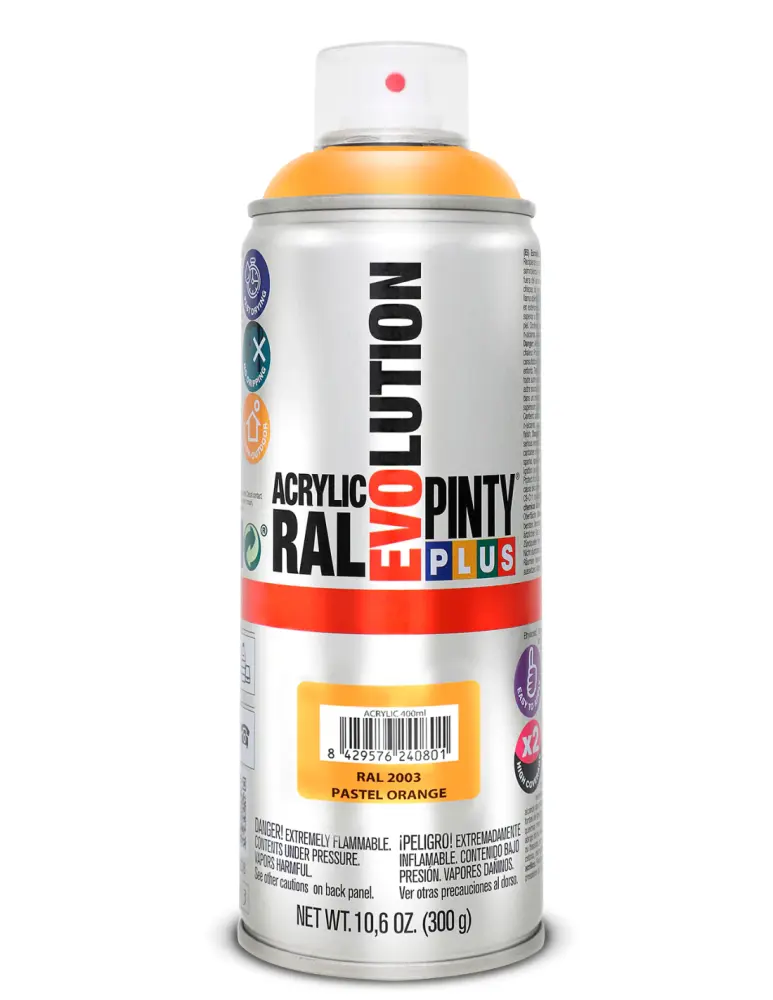 Spray acrilico brillante pintyplus ral 400 ml (ral 2003 naranja pálido) Novasol