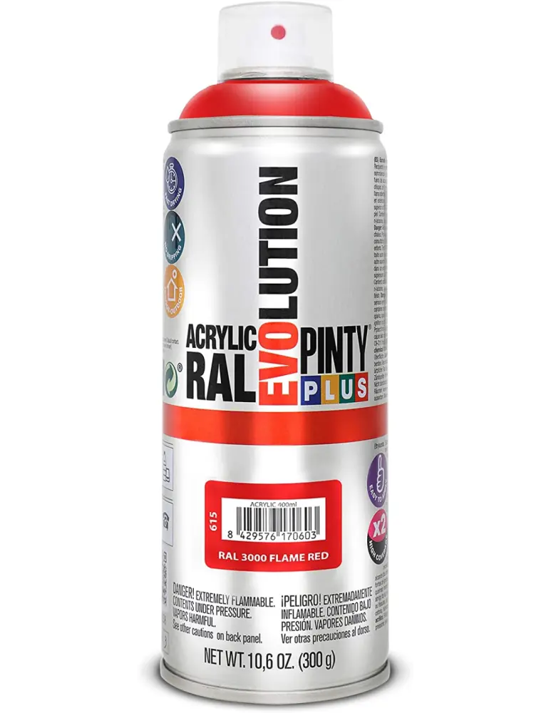 Spray acrilico brillante pintyplus ral 400 ml (ral 3000 rojo vivo) Novasol