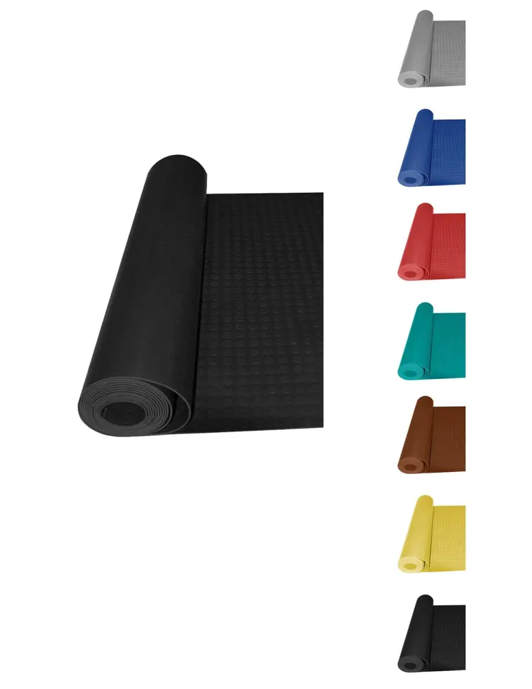 Rollo: 1x15 metros - negro - pavimento de círculos - suelo de caucho - col Jardin202