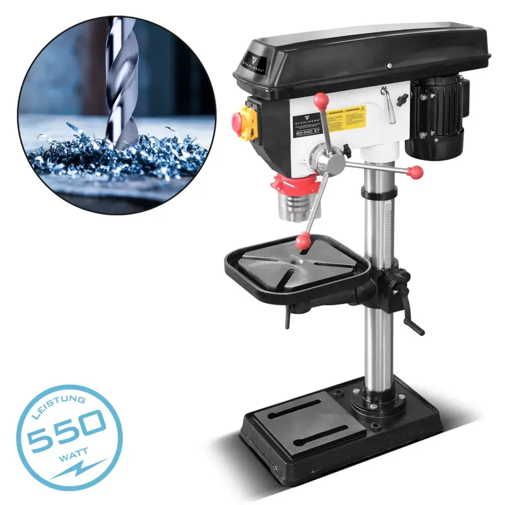 Taladro STAHLWERK BD-550 ST | Fuerte taladro de columna de 550 W para bricolaje y construcción metálica | Diámetro de p...