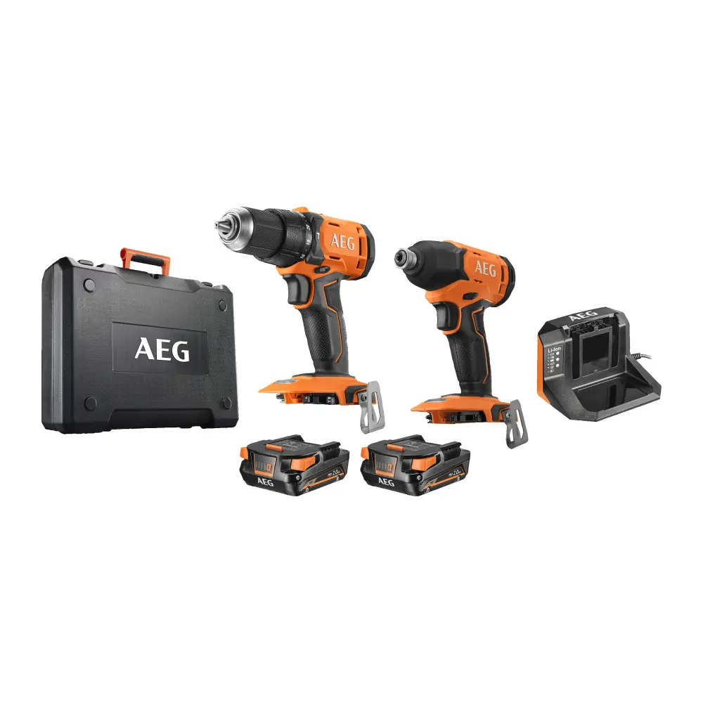 AEG conjunto taladro percutor 18v + atornillador de impacto 18v