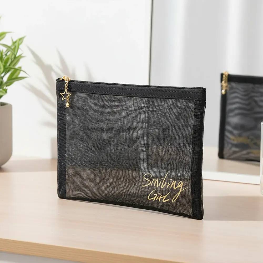 Neceser Rectangular de Malla Negro