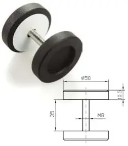 Tirador-Uñero redondo negro de acero para puerta de madera. Color Blanco