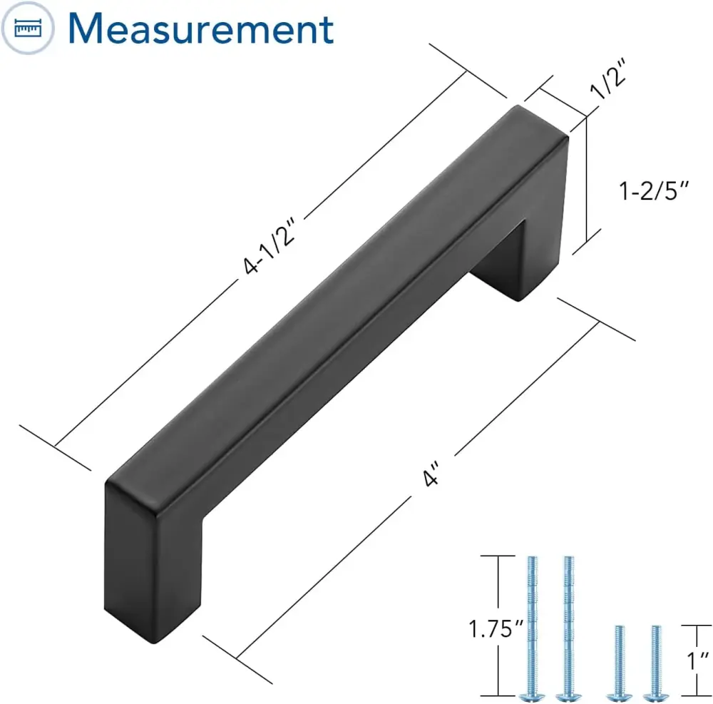 Tiradores para Gabinetes de 4" con acabado Negro - Ravinte para Armarios Empotrados