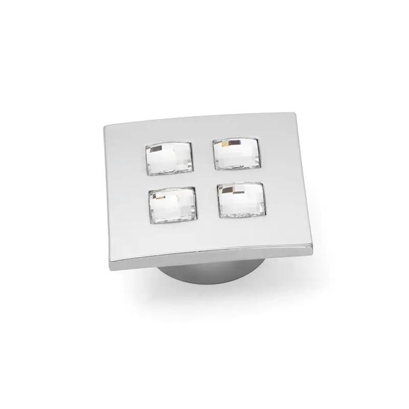 Bombay tirador zamak cristal swarovski 36x36. Acabado cromo en Acero Cromado