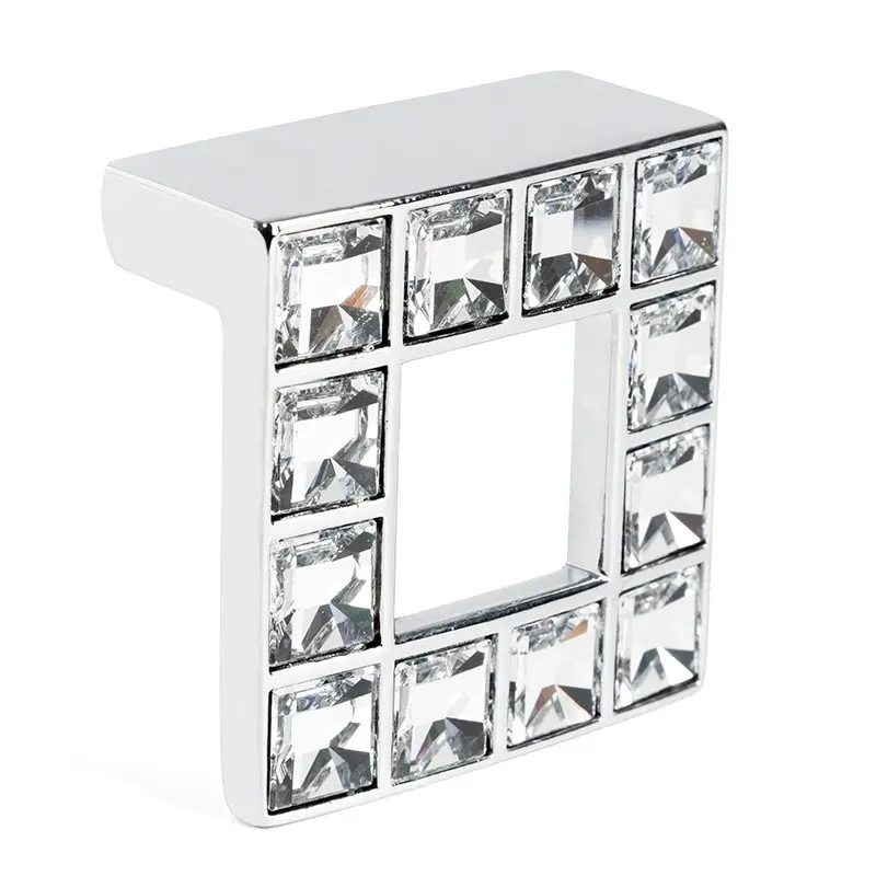 Riel de Cajón Tirador zamak cristal swarovski 49x49mm. Acabado cromo