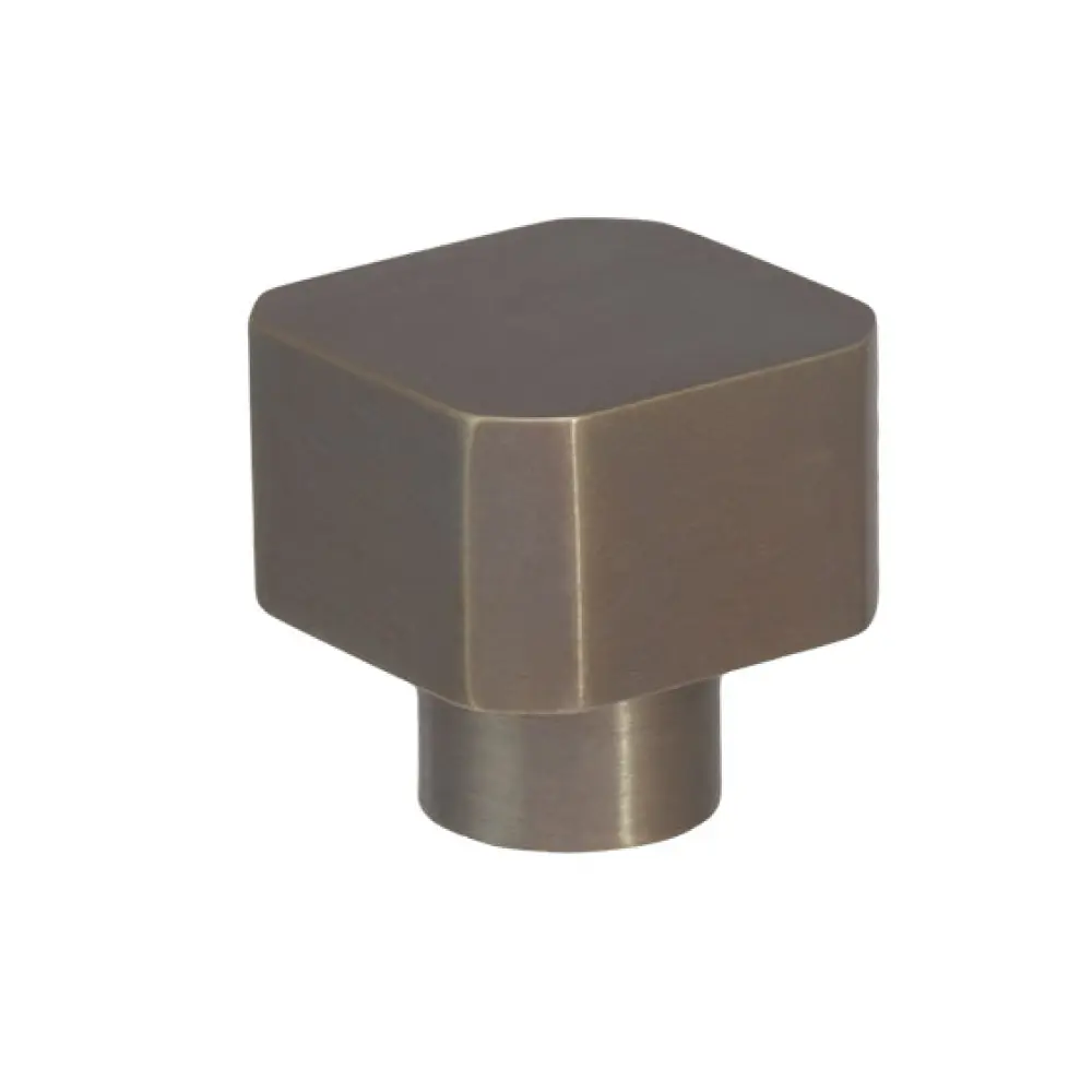 Soporte de Esquina Pomo cuadrado para mueble de latón antiguo 20x20, Evi Herrajes 107120ru