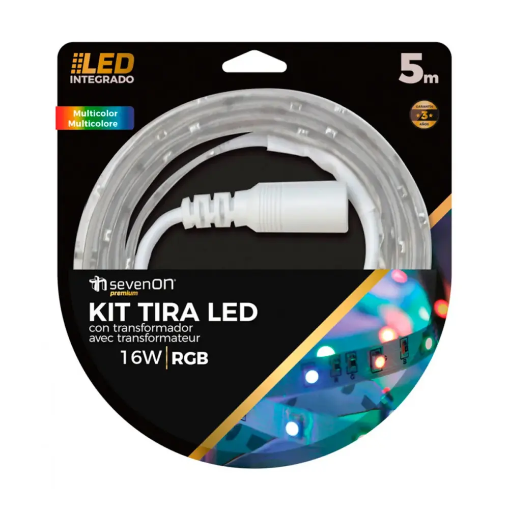 Iluminación de Pared Tira LED 7hSevenOn 16W RGB regulable con mando 5 m