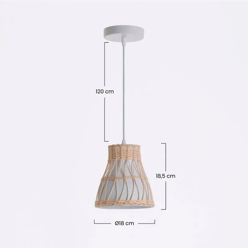 Lámpara de techo Kumiko 7hSevenOn Deco E27 blanco/natural Ø18x18,5 cm