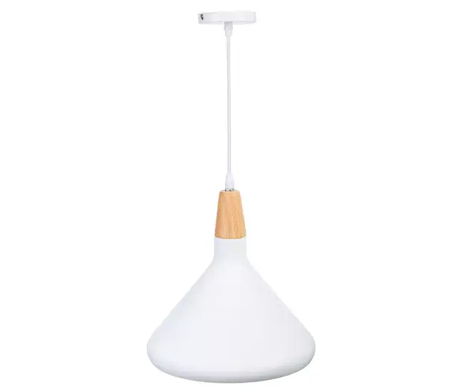 Lámpara de techo de madera y acero blanca 27x27x30