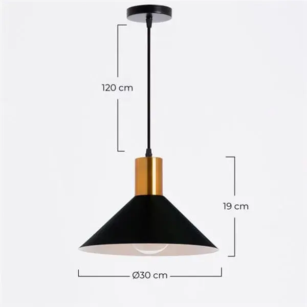 Lámpara de techo Torun 7hSevenOn Deco E27 60W negro/cobre Ø30x19 cm