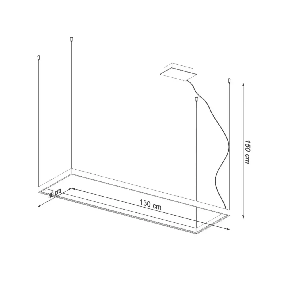 Lámpara de techo Tuula L LED 3000K forma rectangular 130x40 cm