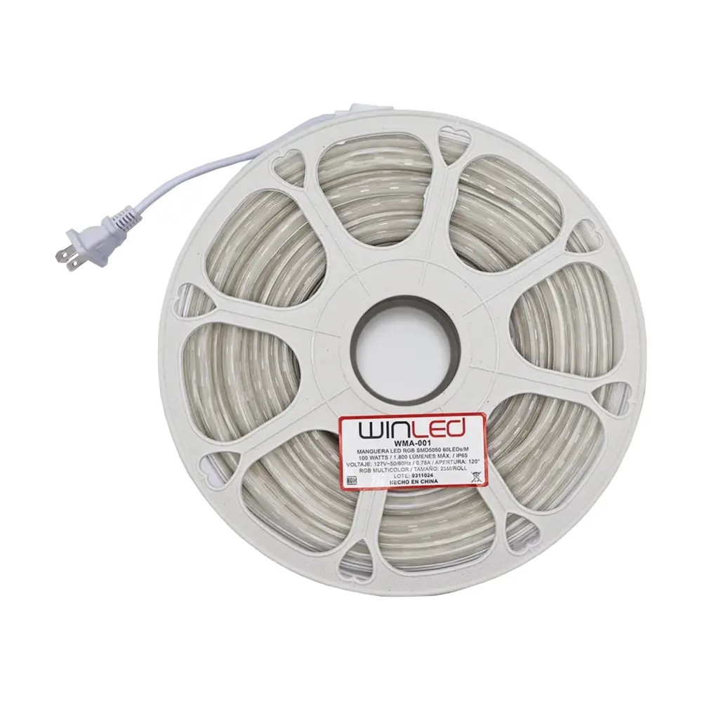 MANGUERA LED SMD 100W 25M 127VCA EXTERIOR IP65 RGB ARCOÍRIS WINLED WMA-001