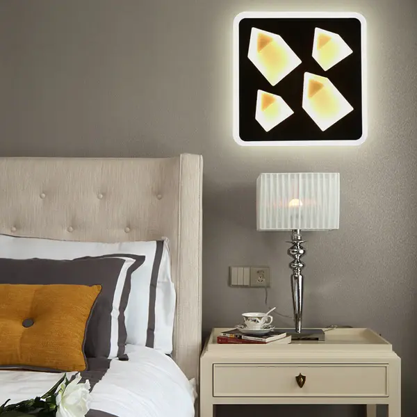 Resistente IP65 Lampada da parete LED metallo leggero Art Déco quadrato nero per sala studio