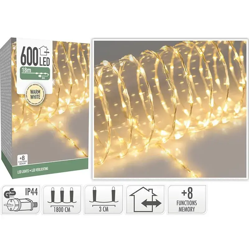 Set de 600 luces LED de decoración con cable transparente (Funciona con USB)